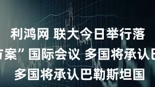 利鸿网 联大今日举行落实“两国方案”国际会议 多国将承认巴勒斯坦国